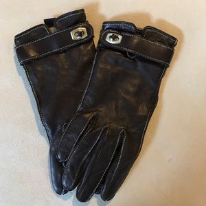 Leather and cashmere gloves