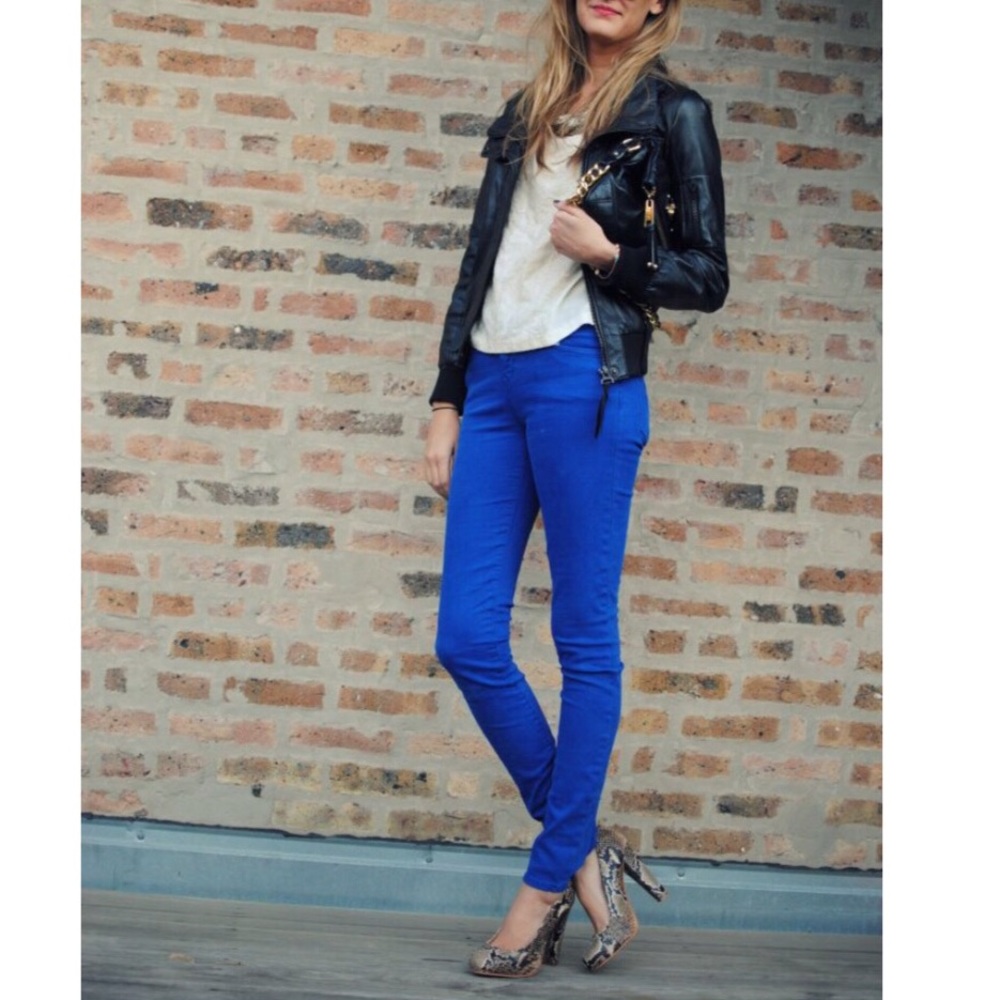 Bright blue jeans
