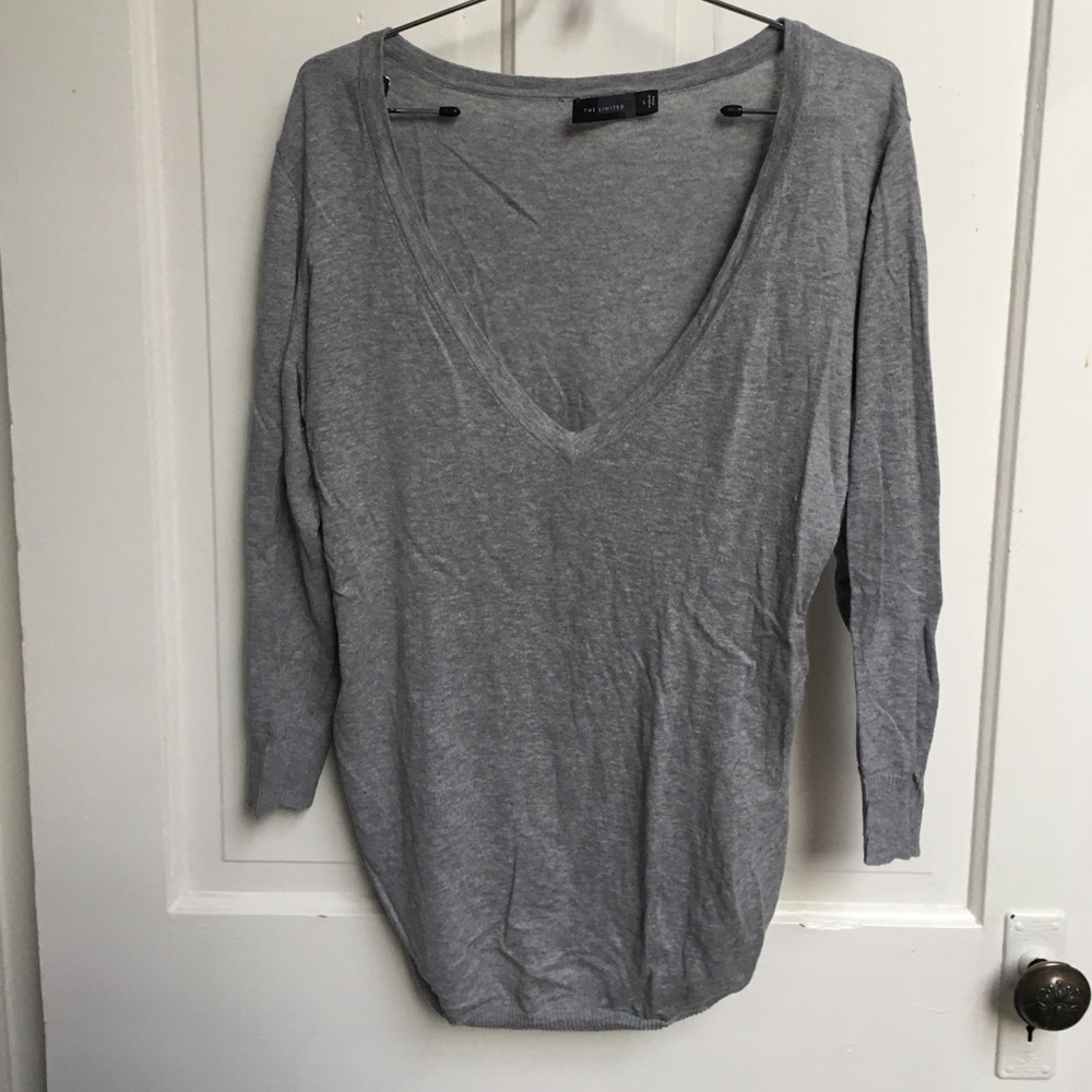Deep V Neck Gray sweater