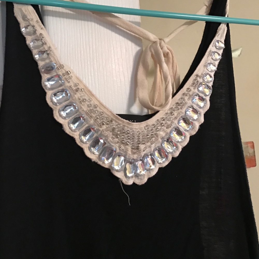 Black tank with beaded bib