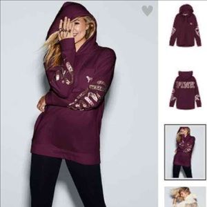 NWOT ! Pink Campus Bling Hoodie (s)