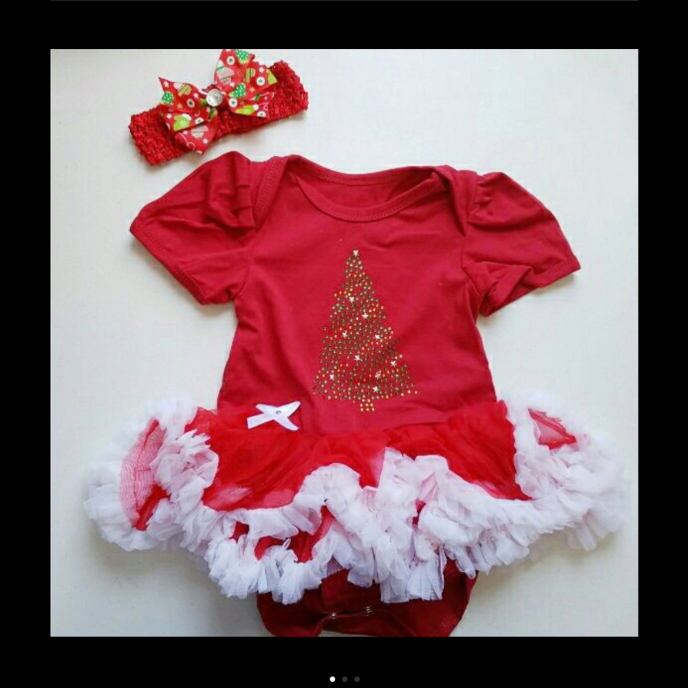 *FLASH SALE!* Red Christmas Tree Tutu Onesie Set