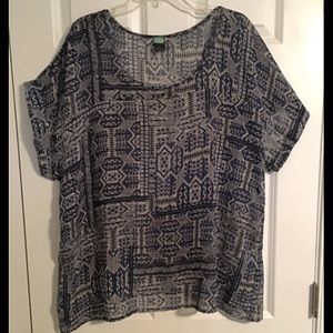 Plus Semi-Sheer Patterned Shirt