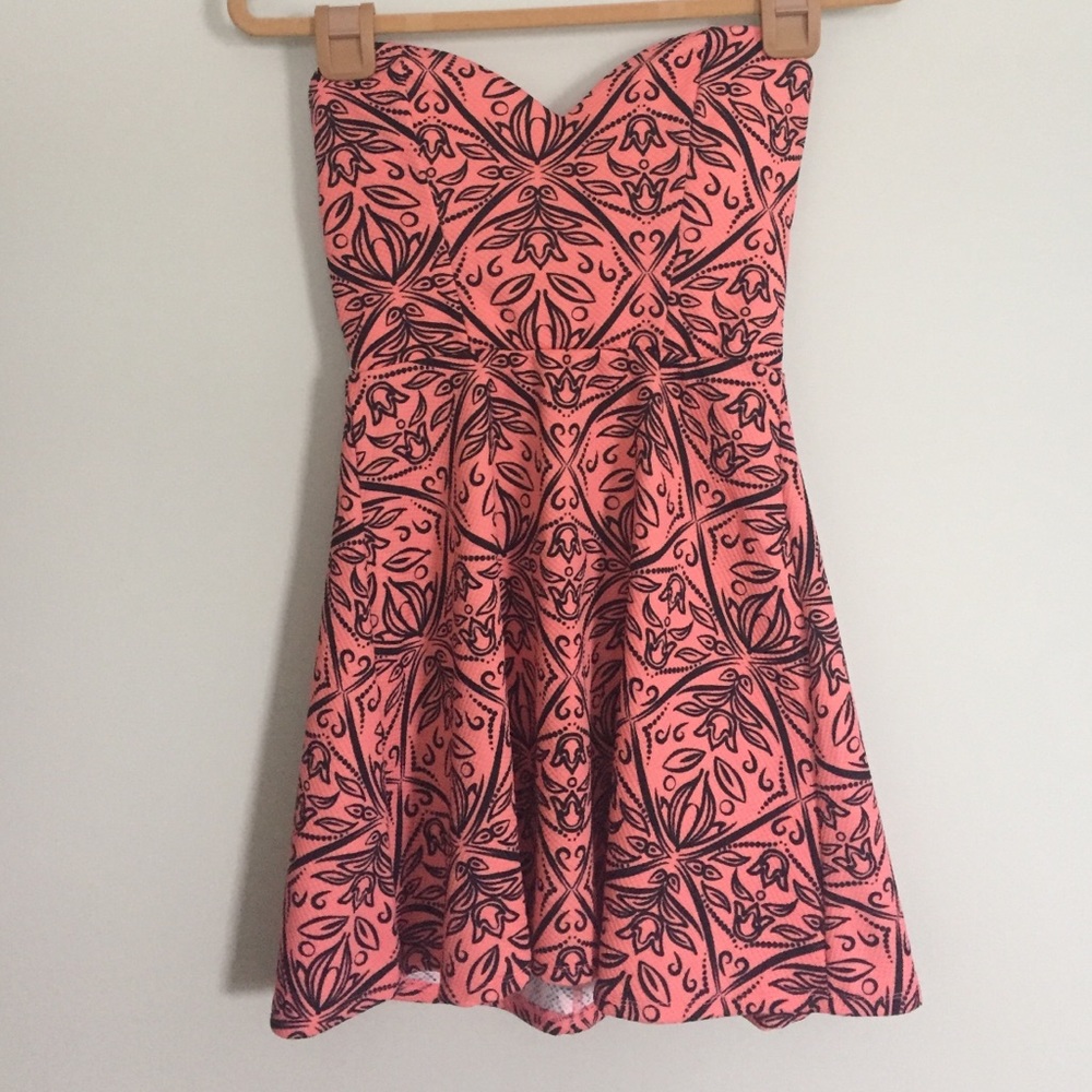 Sweetheart Pink &a Print Flare Dress