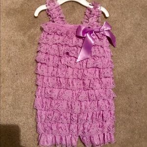 Baby Lavender lace ruffle romper