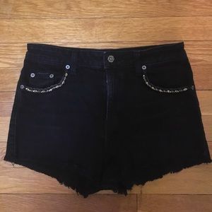 Black w/ Metal Skulls High-Waisted Shorts