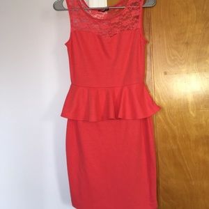 coral peplum dress-never worn