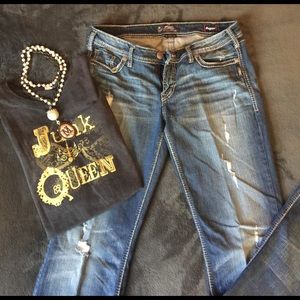 Silver super stretch Tuesday boot cut jeans