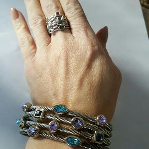 Two piece ring bracelet set multi color