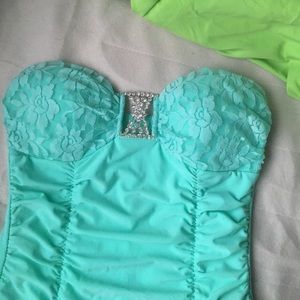 A sea foam blue semi-formal dress