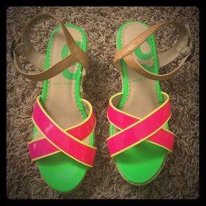 Size 1 Nine West neon wedge espadrilles