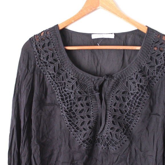 Chelsea Flower Tops - Chelsea Flower Lace Bib Long Sleeve Blouse