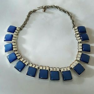 Vintage Costume necklace blue and silver colored