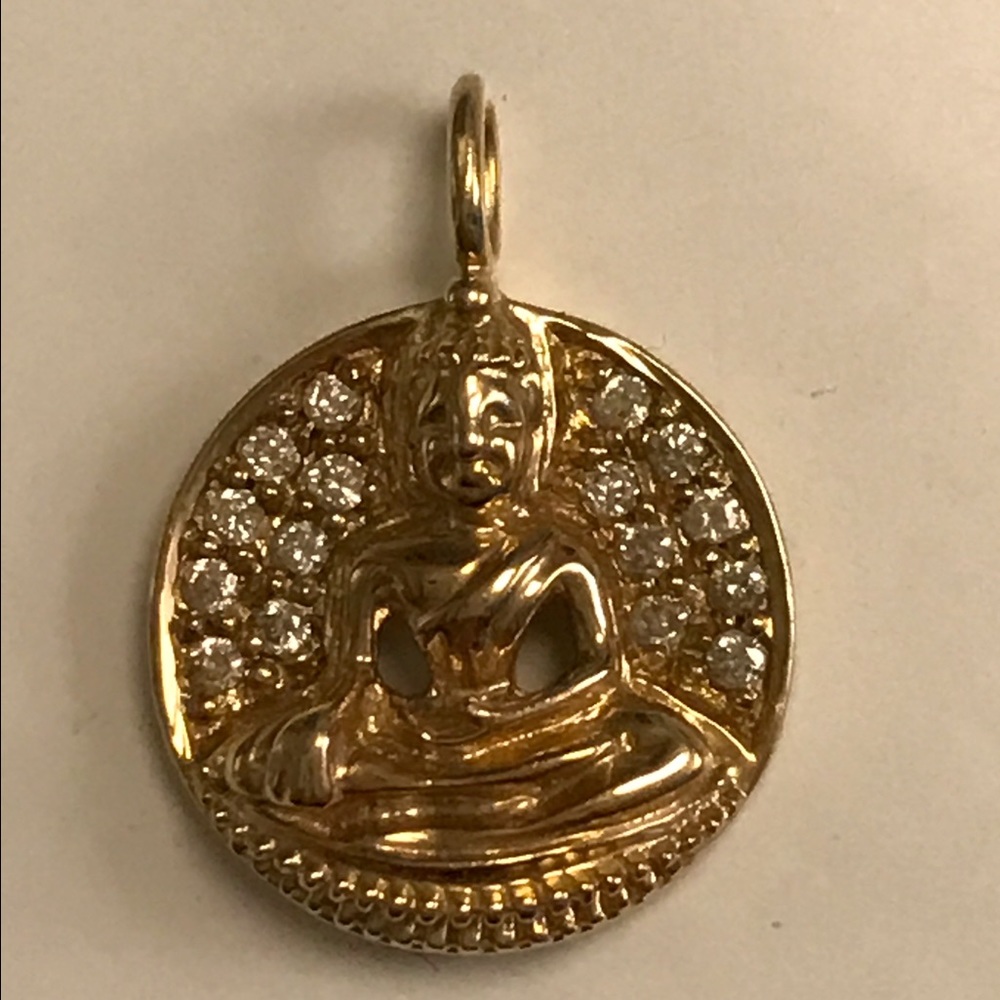 Sydney Evans Buddha Charm Pendant 14K Gold Diamond