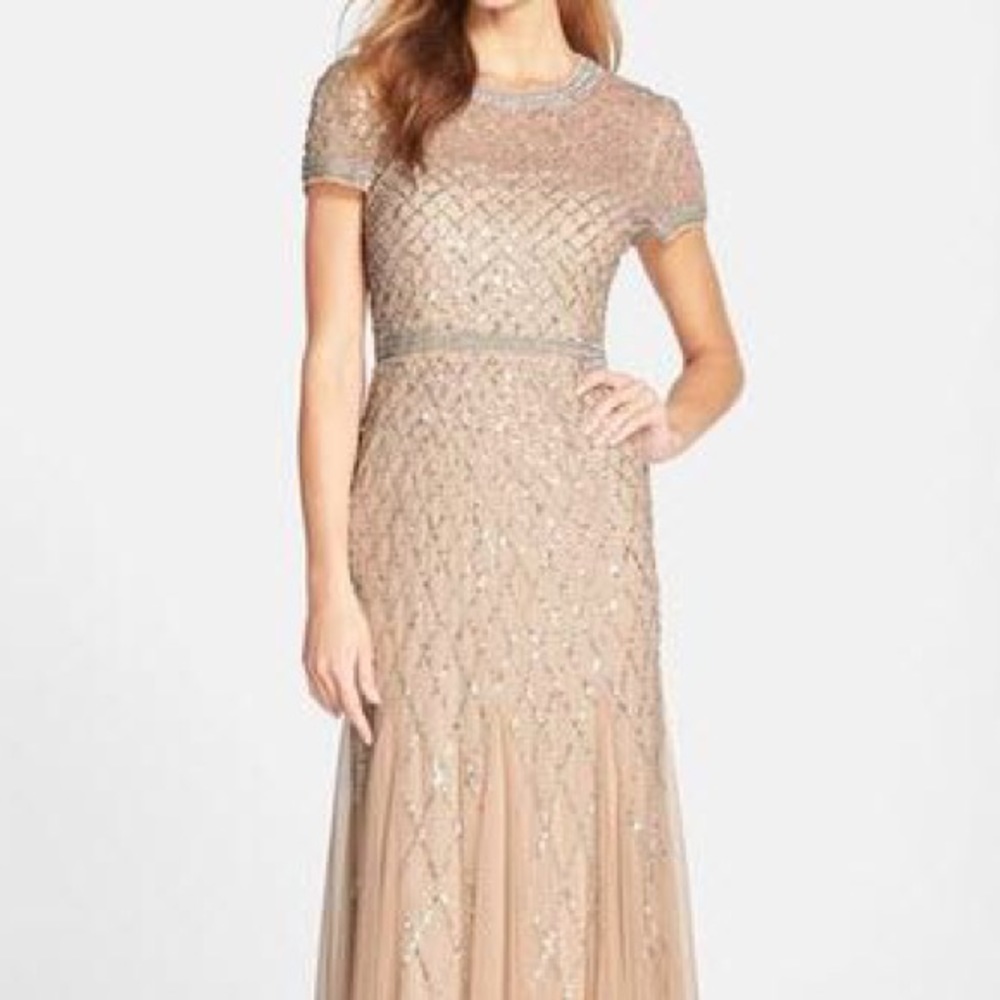 Adrianna Papell beaded mesh gown