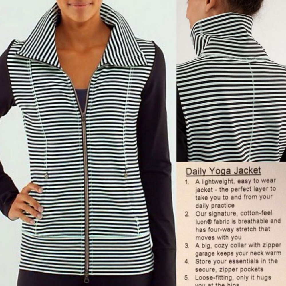 Size 10 Lululemon Mint & Black Stripe Yoga jacket