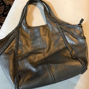 Melie Bianco pewter rope trim Tote