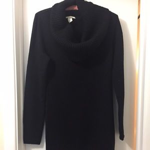 Black cowl neck sweater dress