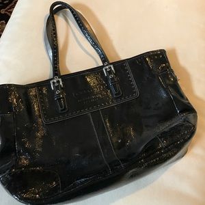 Black Patent Coach Work Tote