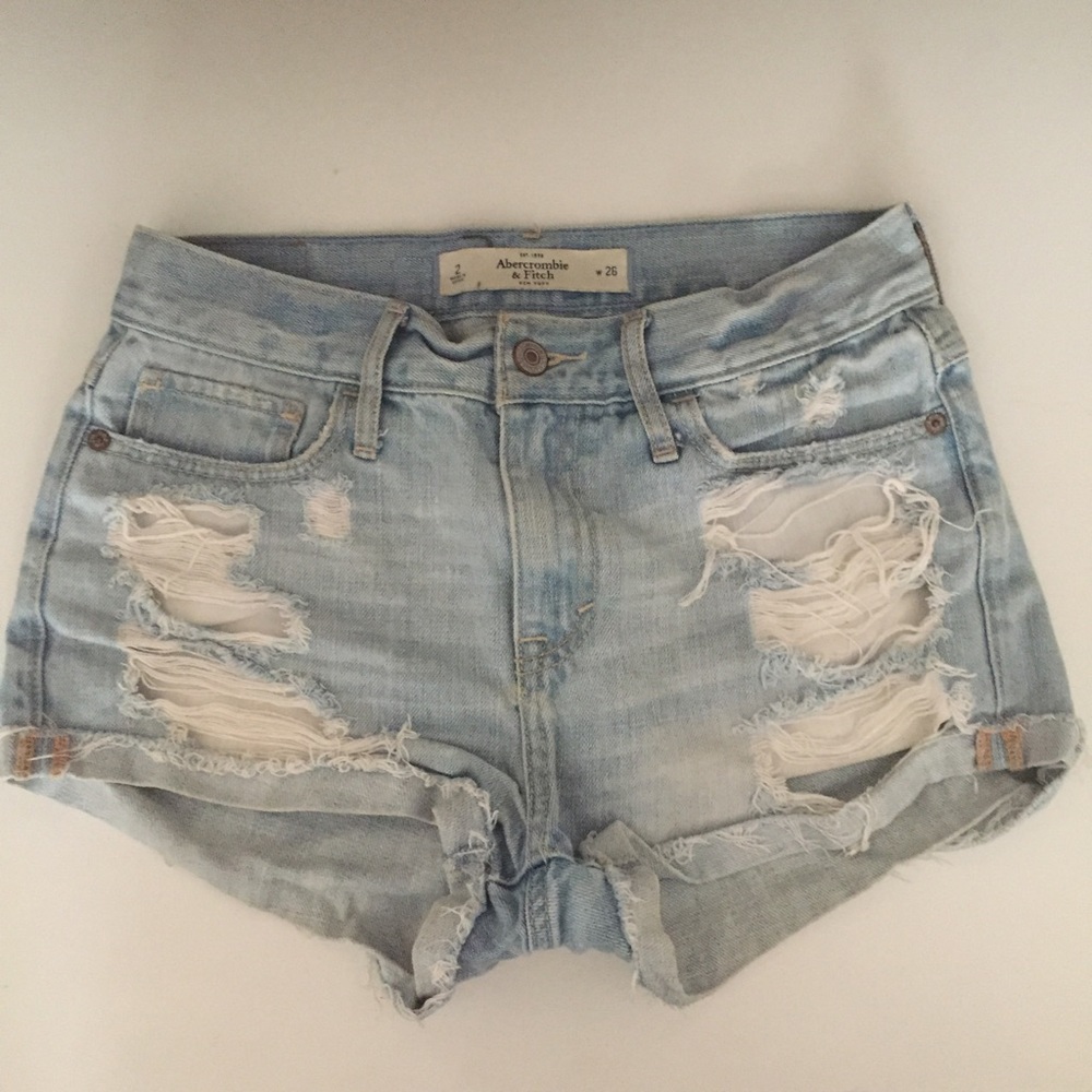 A&F Light Wash High Rise Shorts