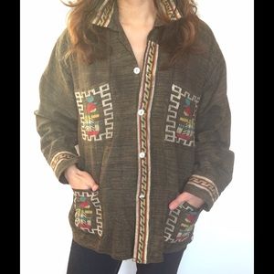 Geometric pattern folk art boyfriend shirt