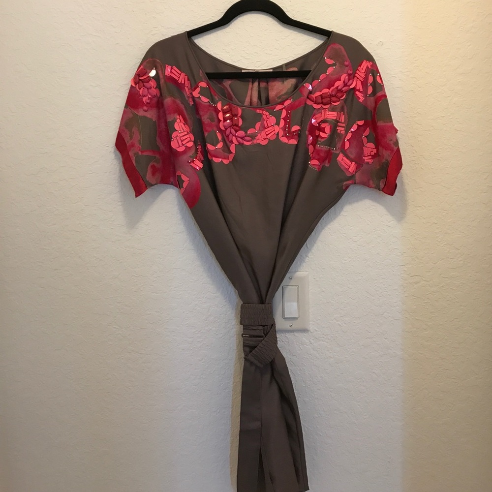 Silk Embellished Shift Dress