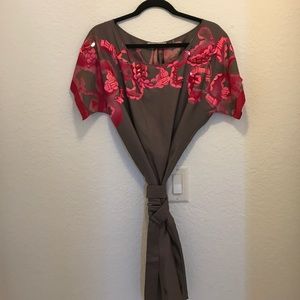 Silk Embellished Shift Dress