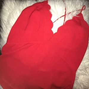 Red scalloped top