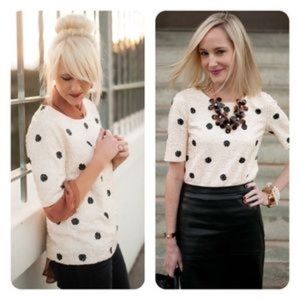 J. Crew sequin polka dot shirt top