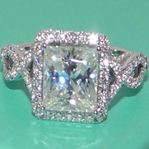 10 Carat CZ Engagement Ring Silver Plated