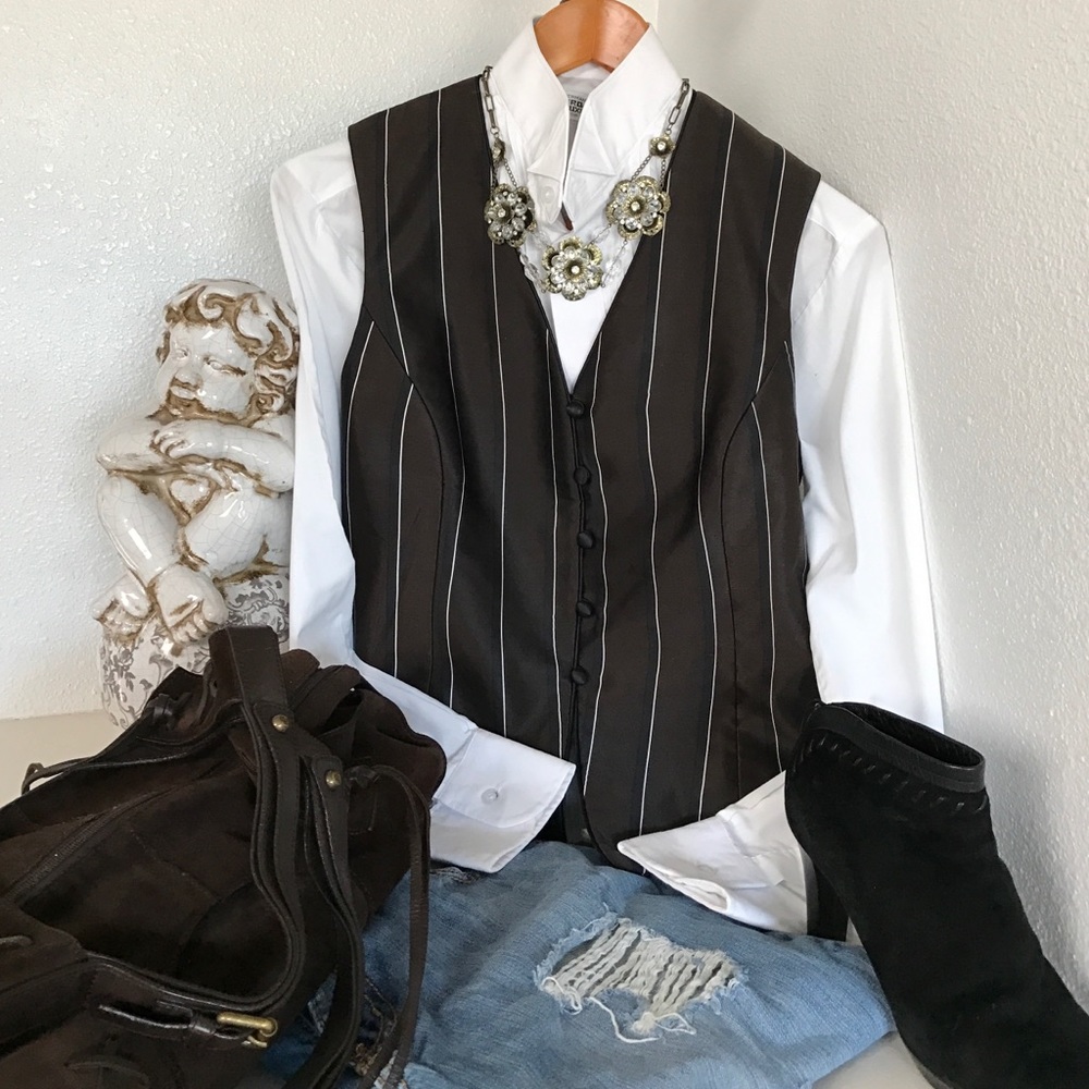 Ellen Tracy striped silk vest
