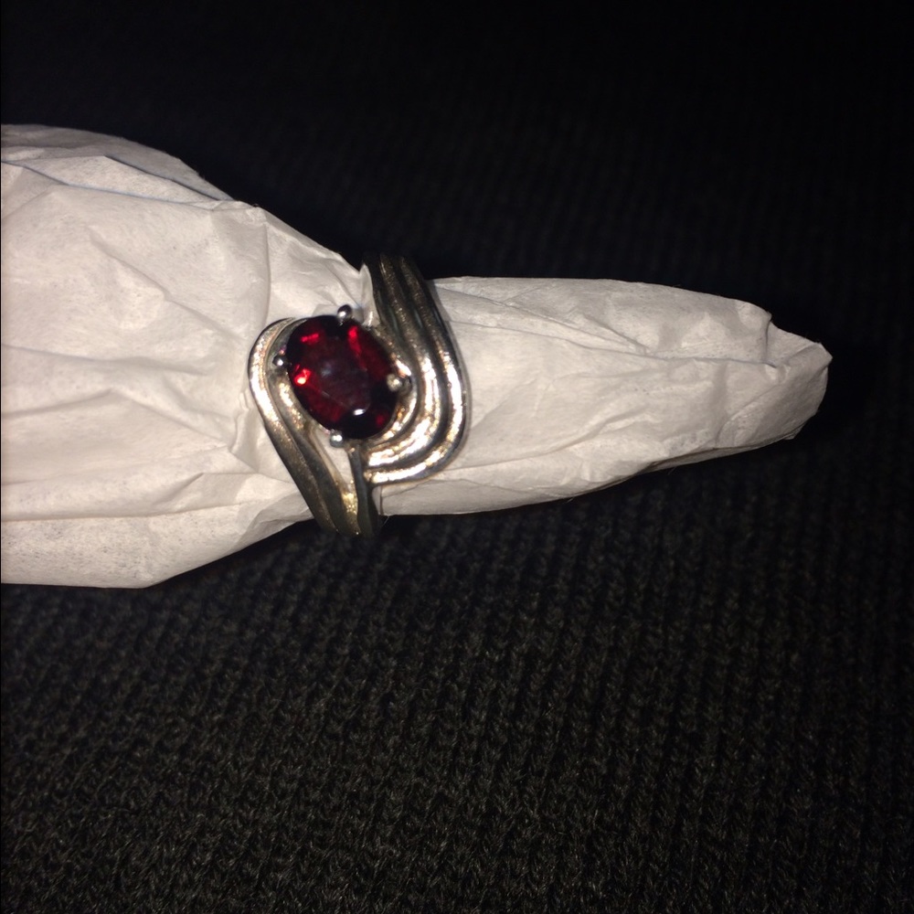 Sterling silver and garnet ring