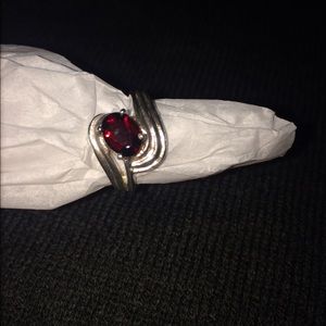 Sterling silver and garnet ring