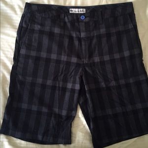 Travis Mathew Black Plaid Golf Shorts