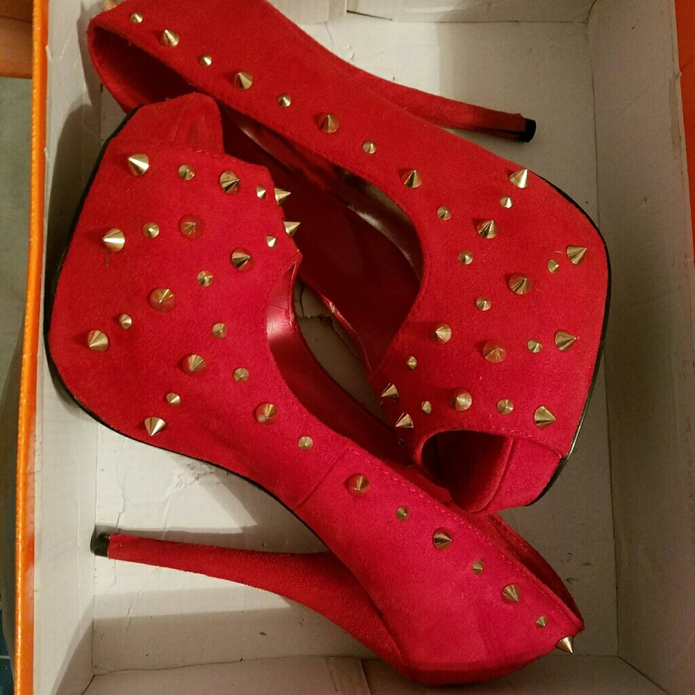 Red Studded pumps