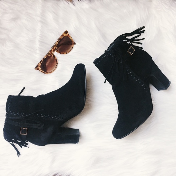 Shoes - Velvet Fringe Booties