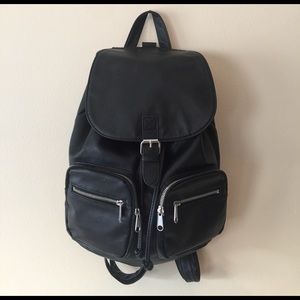 Black Faux Leather Backpack