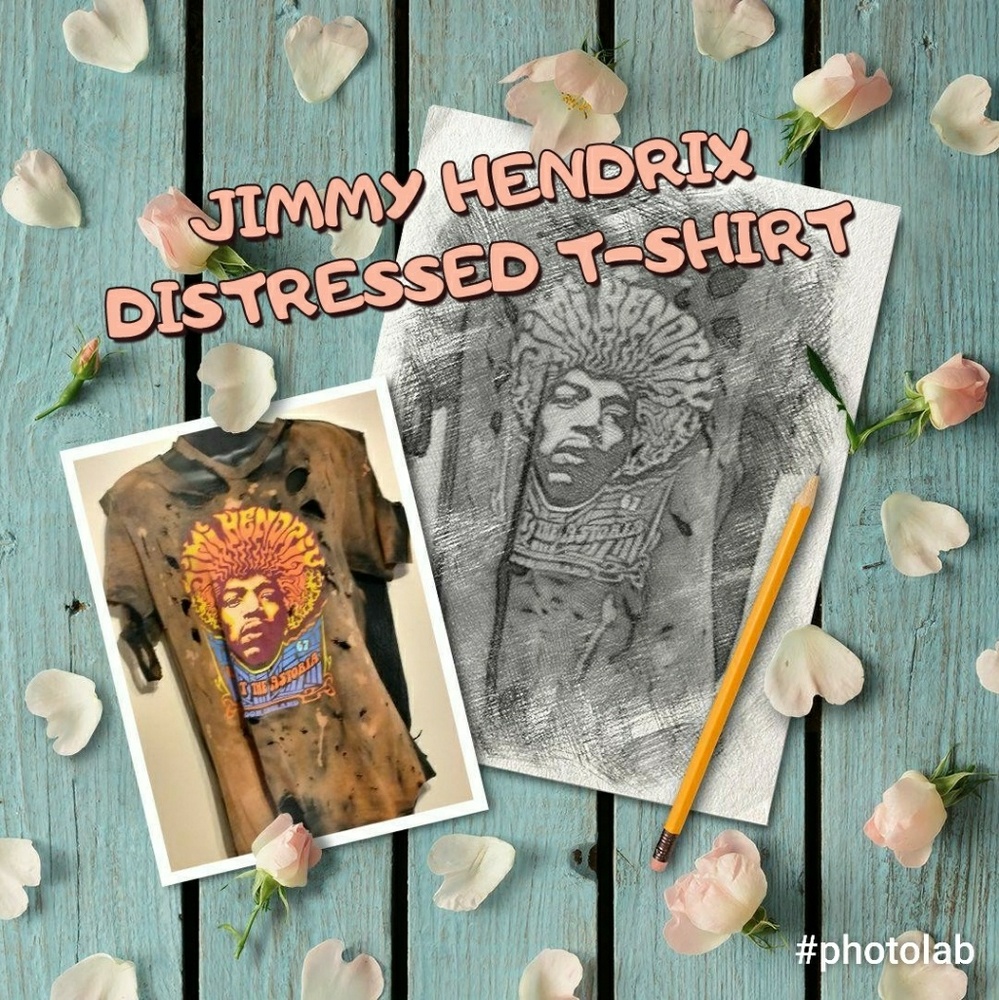 Distressed Jimmy Hendrix Ripped T-shirt Size Mediu
