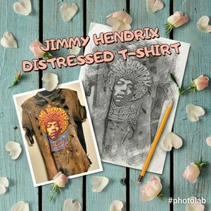Distressed Jimmy Hendrix Ripped T-shirt Size Mediu