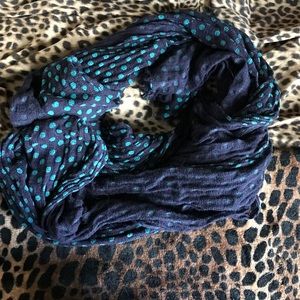 Dark and light blue Polkadotted scarf