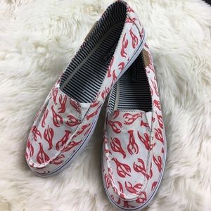 Sperry Zumas Slip one Cream Canvas with Lobsters!