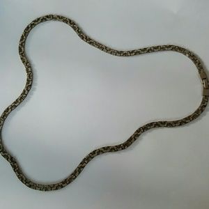 22 inches silver long flat necklace double sided