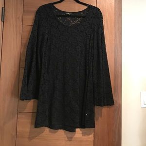 Black bell sleeve dress
