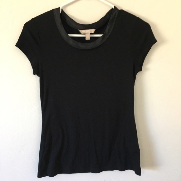 Banana Republic Black Satin Trim Top XS - Picture 2 of 6