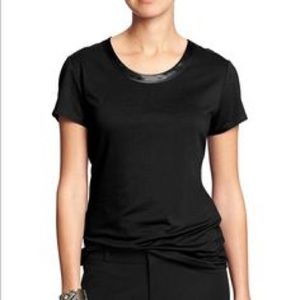 Banana Republic Black Satin Trim Top XS