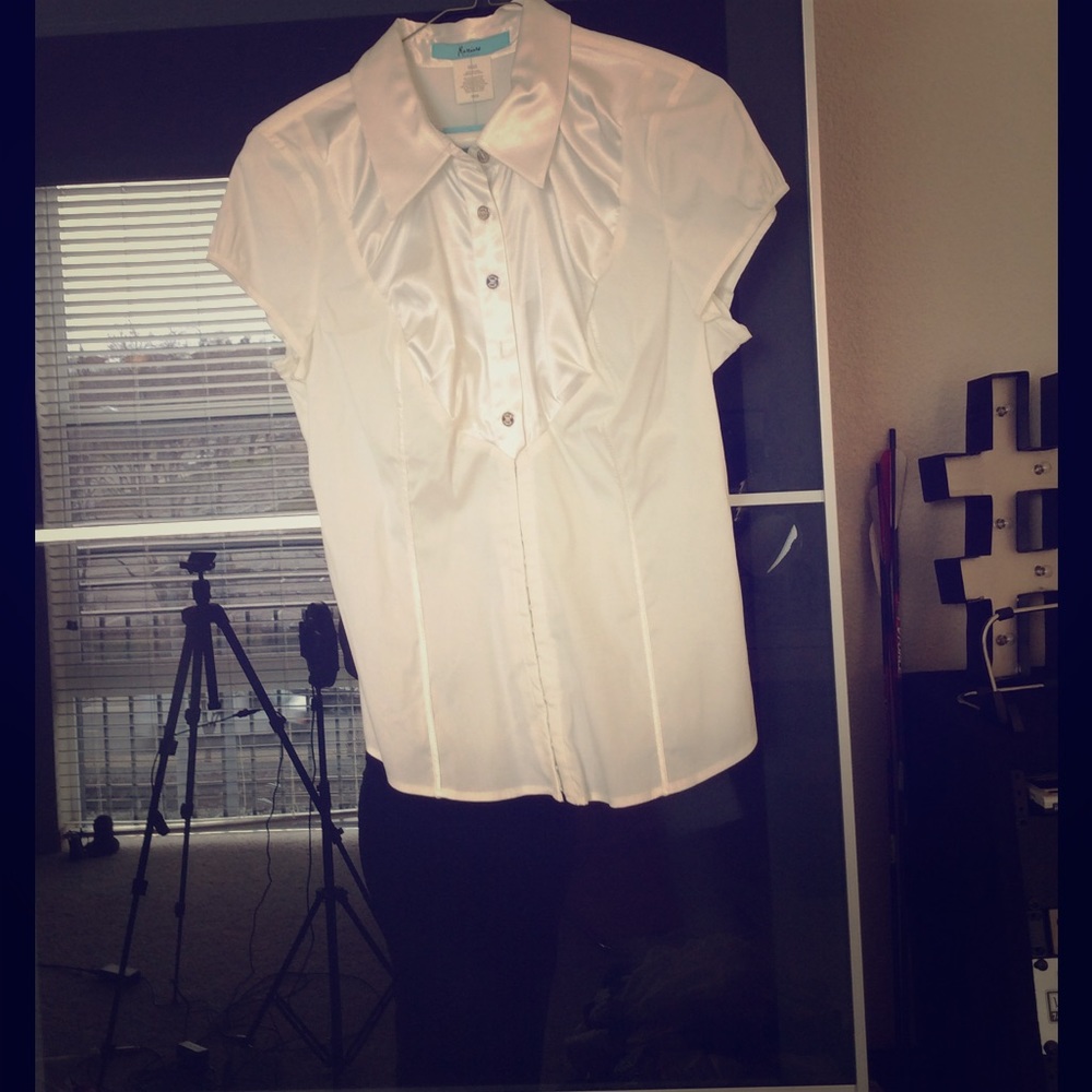 Marciano white with satin short dress shirt