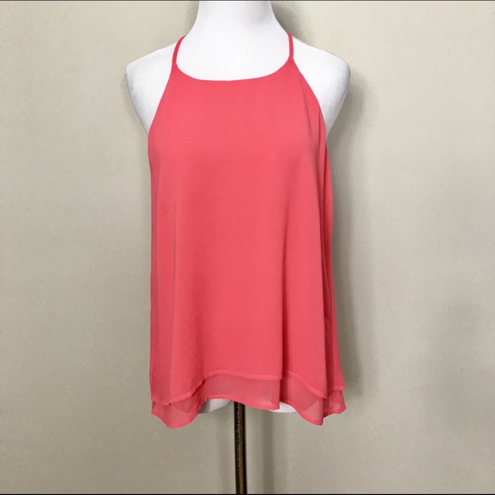 NWOT botique coral cage back top