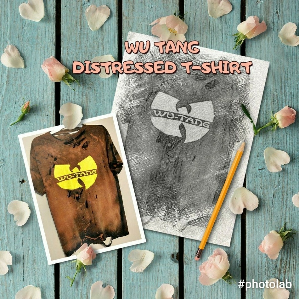 Ripped Distressed Wu Tang T-shirt Size Large