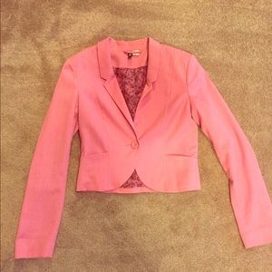 Pink One Button Cropped Blazer