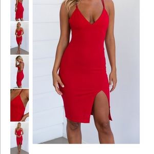 Red slit dress
